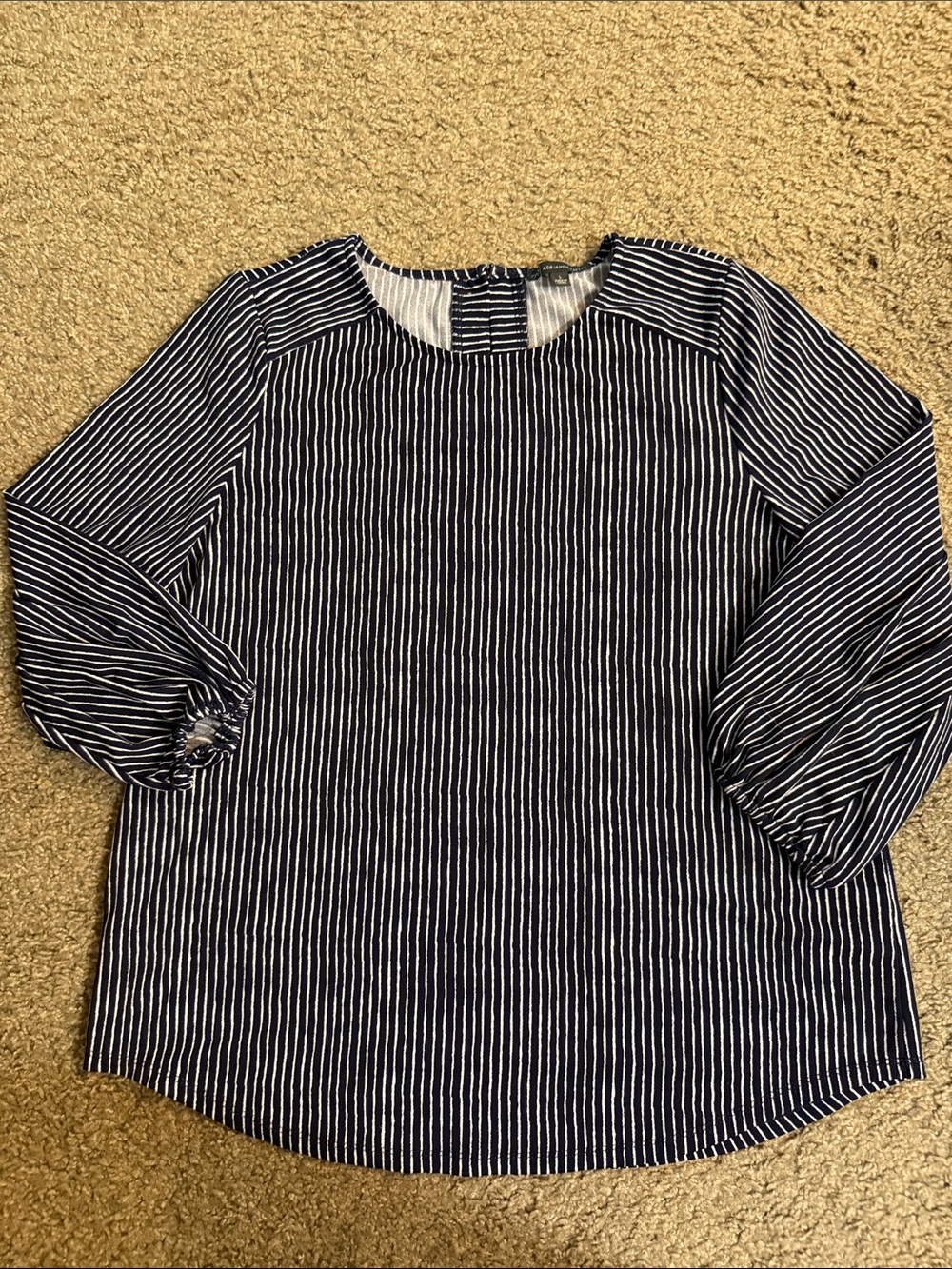 Adrianna Papell Navy and White Striped Top